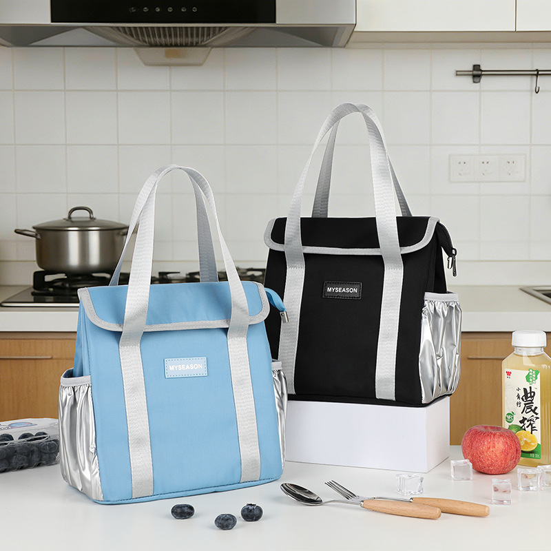 Nueva bolsa de aislamiento térmico portátil de gran capacidad con película de aluminio gruesa bolsa de almuerzo para llevar al trabajo y la escuela bolsa de almuerzo