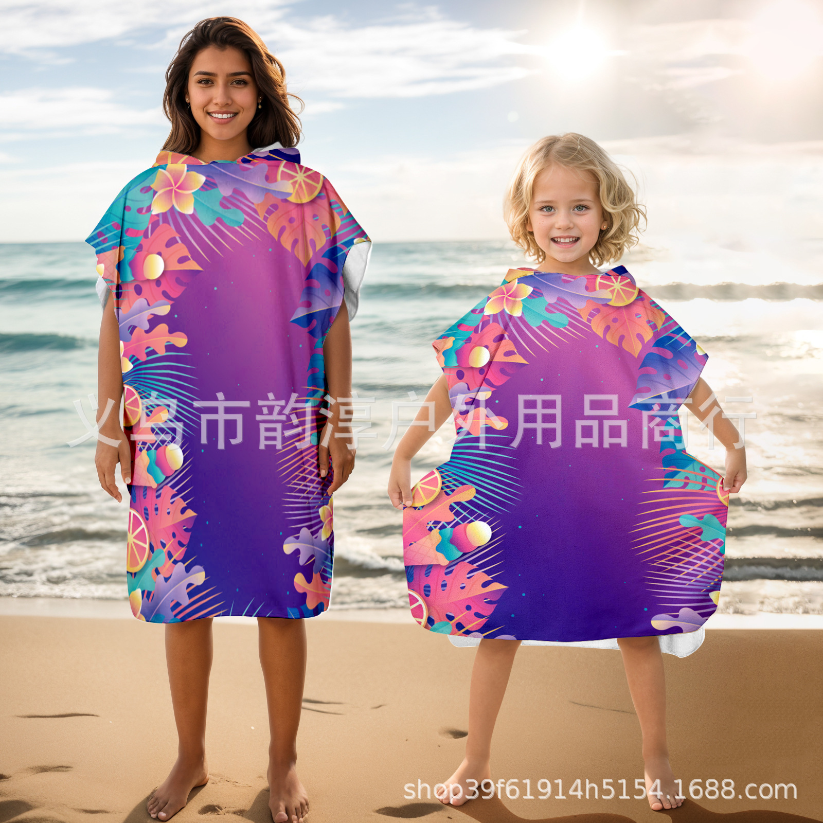국경 간 SEAGRASS BATHROBE BEACH 타월 후드 변경 빠른 건조 타월 케이프 배스 욕조 수영장 목도리