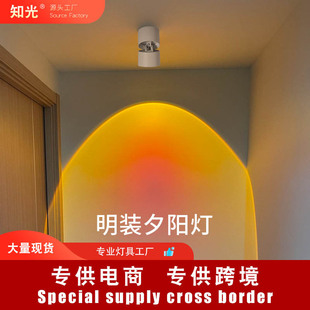 Net red sun falling spotlight open-mounted downlight bedroom living room aisle light hallway decorative painting headlamp sunset sunset light