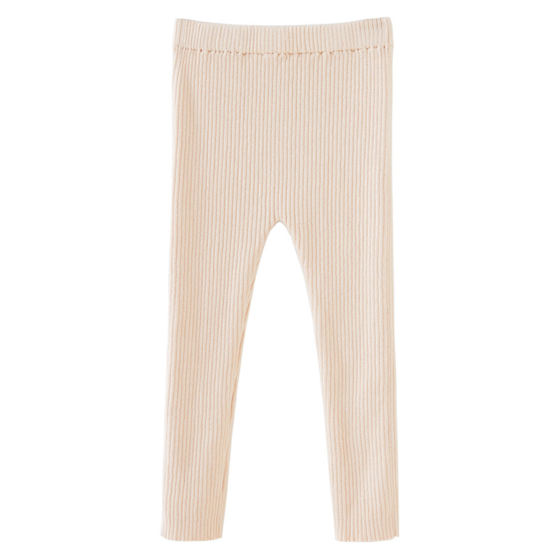 2023 estilo coreano primavera y otoño pantalones de punto de las muchachas del bebé del hoyo estiramiento de las polainas de los niños pantalones de lana al por mayor