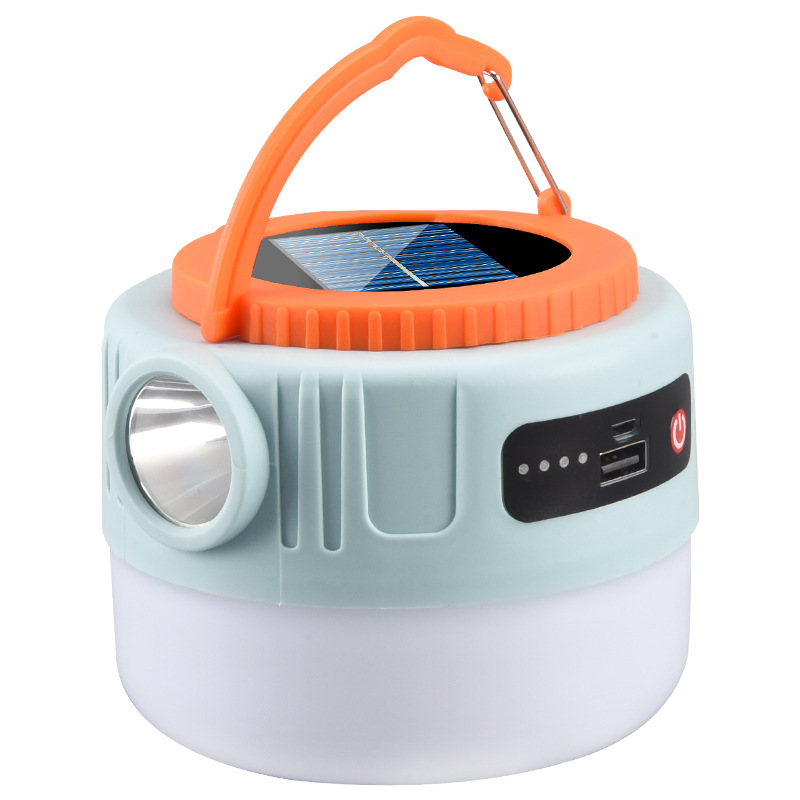 New LED rechargeable emergency bulb light portable hanging camping outdoor stall barbecue light solar power supply