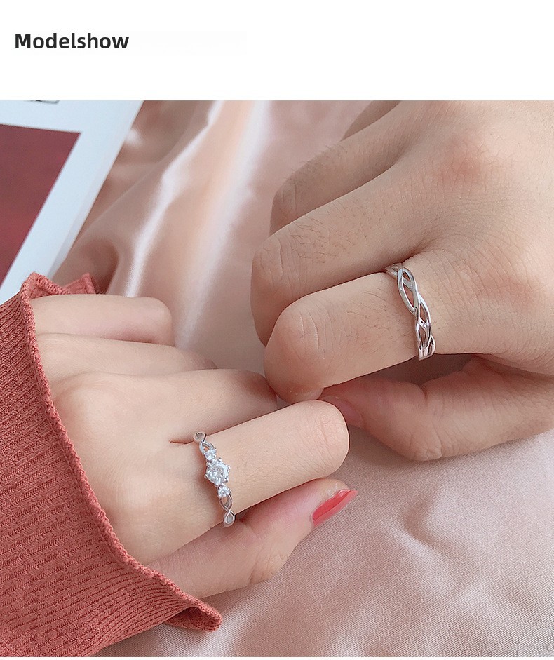 Bague de couple de style coréen pour hommes et femmes, paire de bagues de couple en argent sterling, bijoux de luxe, cadeau de Saint-Valentin_voghion.com