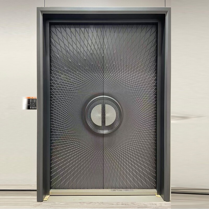 High-End Anti-Theft Entrance Door, Finely Carved Cast Aluminum, Rural Self-Built House, Stainless Steel Metal Villa Door, Double Opening