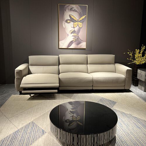 Zero wall electric multi-functional first-class space capsule leather sofa first-layer cowhide three-person living room modern and simple