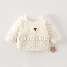 新生儿婴儿衣服120克夹棉秋冬季宝宝加厚上衣无骨保暖半背衣腈纶