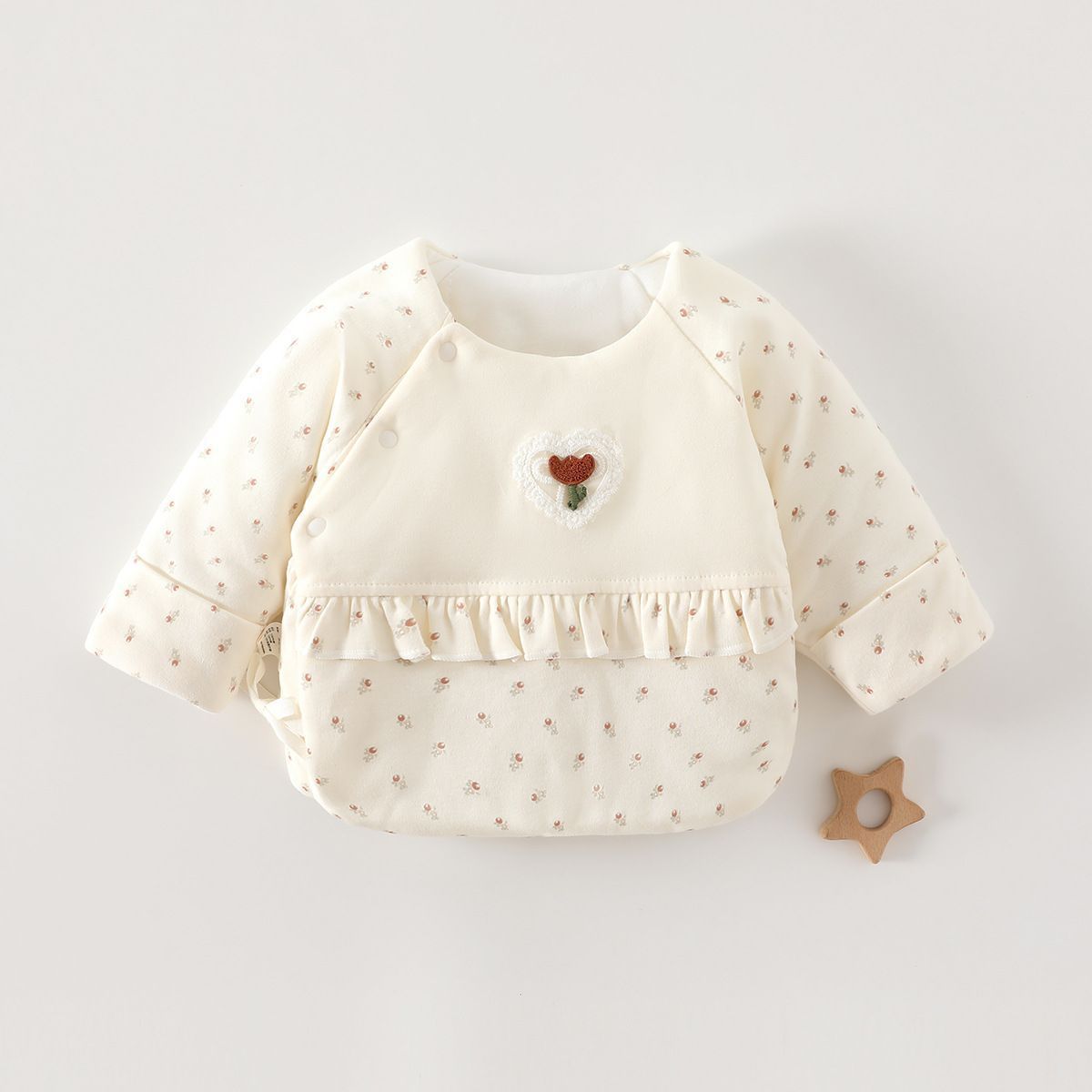 新生儿婴儿衣服120克夹棉秋冬季宝宝加厚上衣无骨保暖半背衣腈纶