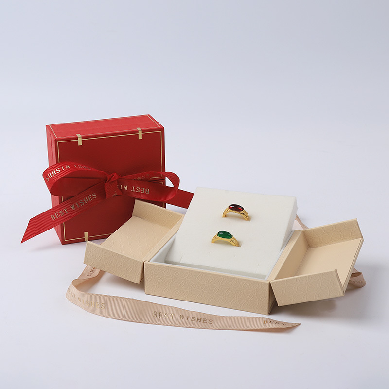 Caja de regalo del día de la madre Sense premium Caja de regalo del día de San Valentín Recuerdo de cumpleaños Anillo Collar Tres joyeros de oro