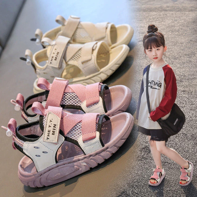 Сандалии для девочек 2025 летняя корейская мода повседневная обувь для детей на открытом воздухе мягкая подошва пляжная обувь для мальчиков спортивные сандалии
