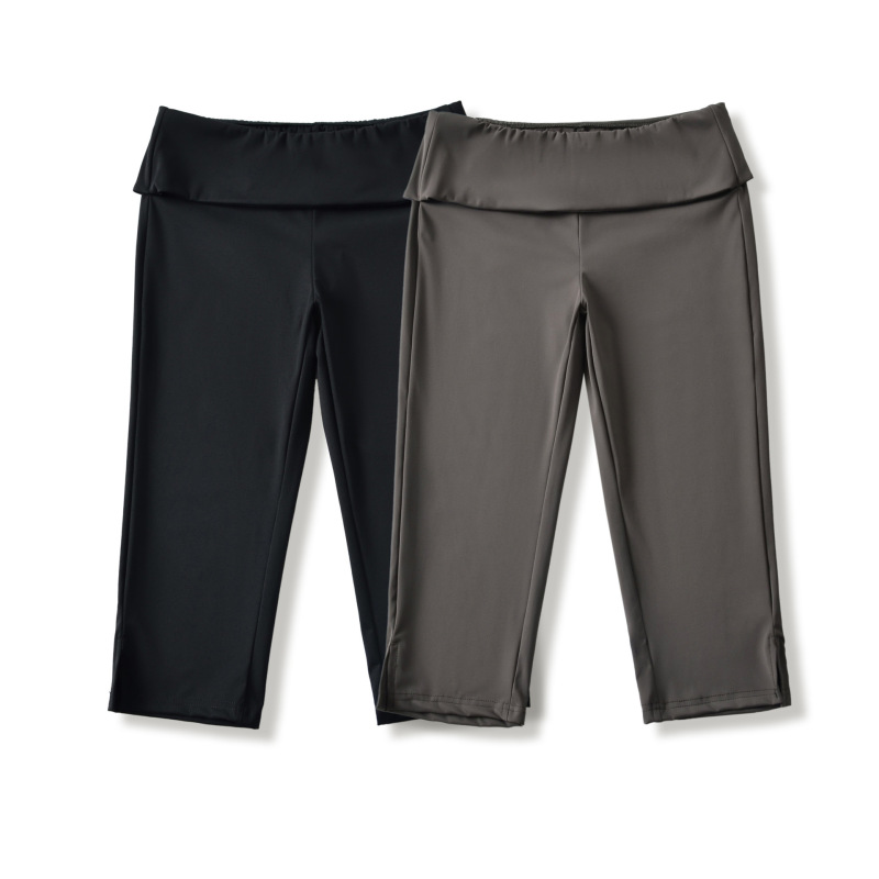 American-Style Solid Color Simple Casual Slim-Fit Sports Yoga Pants for Spring and Autumn Outdoor Jogging Fashion Women's Capri Pants