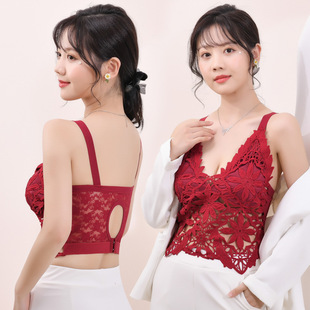 New water-soluble lace slim-fit hollow-out beauty back wrapped chest anti-exposure bra sponge pad removable wireless tube top