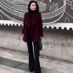 预售2939大码女装中长款温柔甜美毛呢大衣胖mm炸街设计感呢子外套