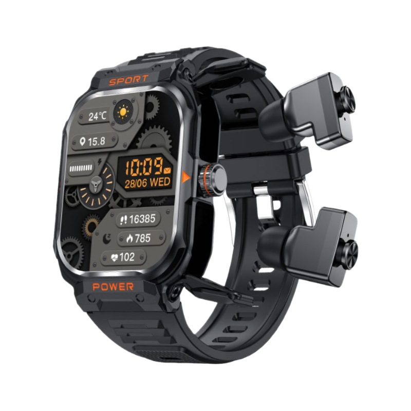 Explosión transfronteriza para adultos tres protección 2 - en - 1 auriculares Bluetooth reloj inteligente hombre deportivo de salud monitoreo de la frecuencia cardíaca