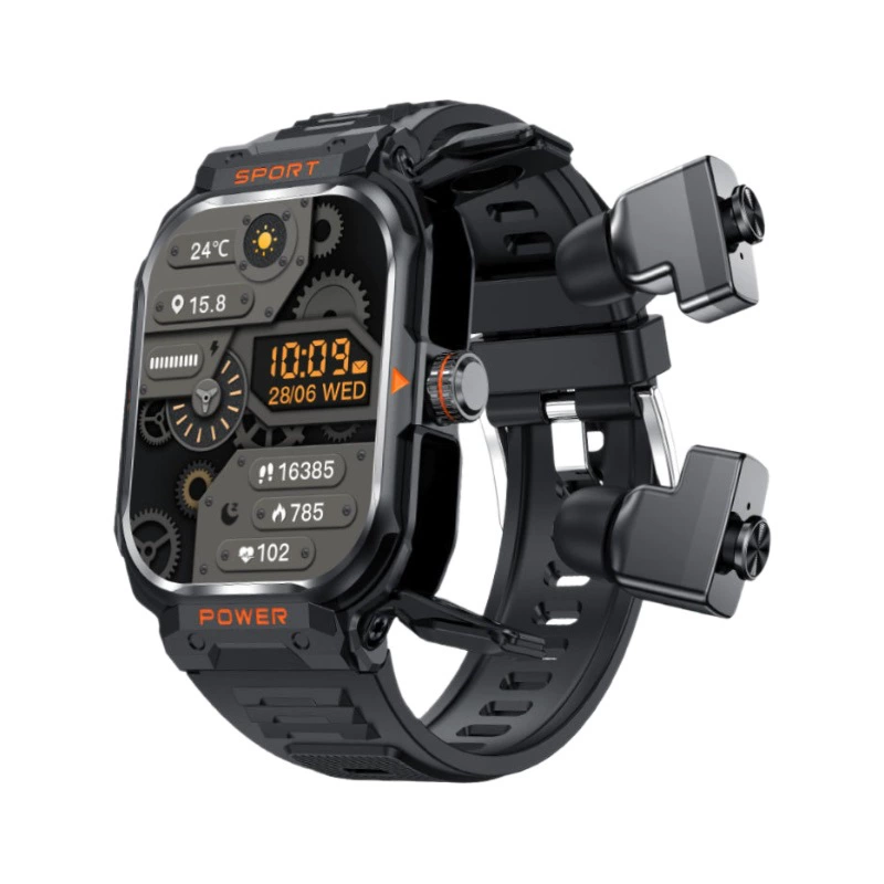 Headphones for adults protected from dust, water and shock, bracelet, sports men's watch, 2 in 1, bluetooth, tracks heartbeat