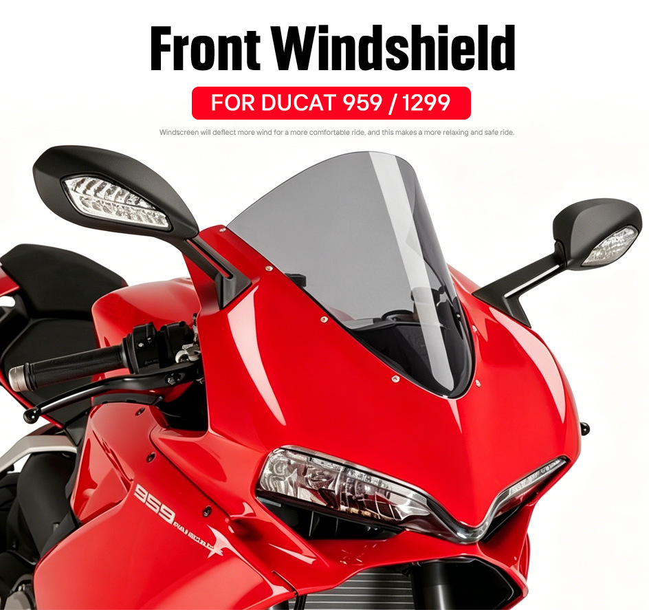 Suitable for Ducati 959 Heightened Windshield, 1299 Modified Racing Windshield, 15-19+