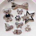 AB钻系列跨境新款鞋花配饰银色蝴蝶结小熊diy材料 手机壳服装辅料
