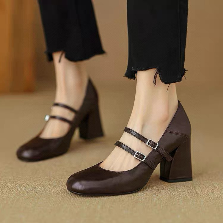 Bargain on Luxury Style! 2026 Top-Quality Sheepskin, Full Leather Inside and Out, Comfortable Mary Jane Shoes for Women, 8cm Heel Bargain on Luxury Style! 2026 Top-Quality Sheepskin, Full Leather Inside and Out, Comfortable Mary Jane Shoes for Women, 8cm Heel