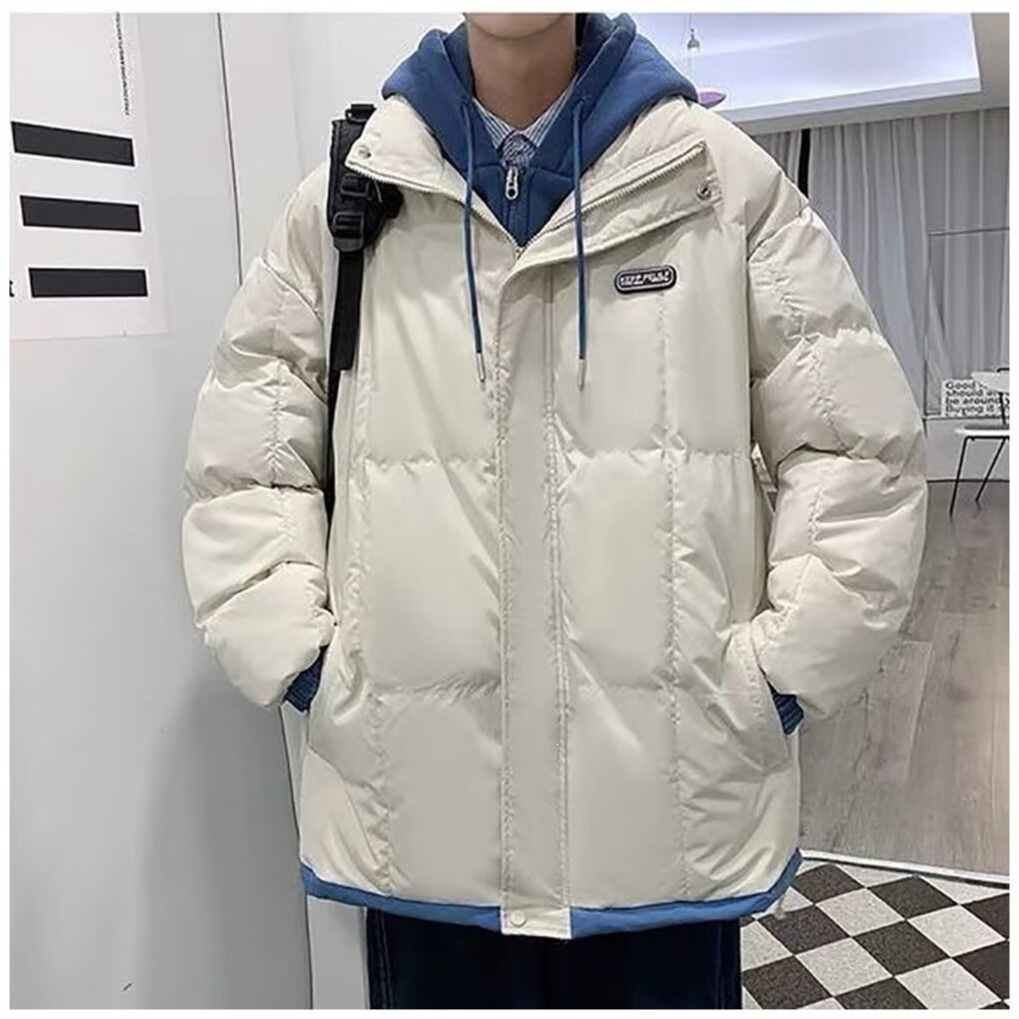 Men's Faux Two-Piece Cotton-padded Jacket, 2026 Winter Trendy Brand, Loose Fit, Hooded Cotton-padded Jacket, American Retro Style Cotton-padded Coat