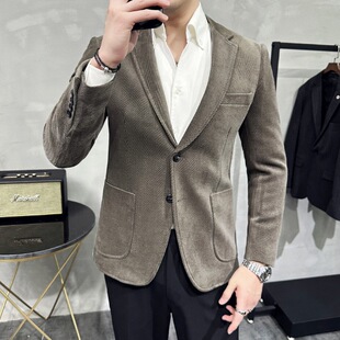 Suit Jacket Men's Suit 2025 Autumn and Winter Men's Trendy Slim Simple Versatile Business Casual Thick Casual Suit Single West