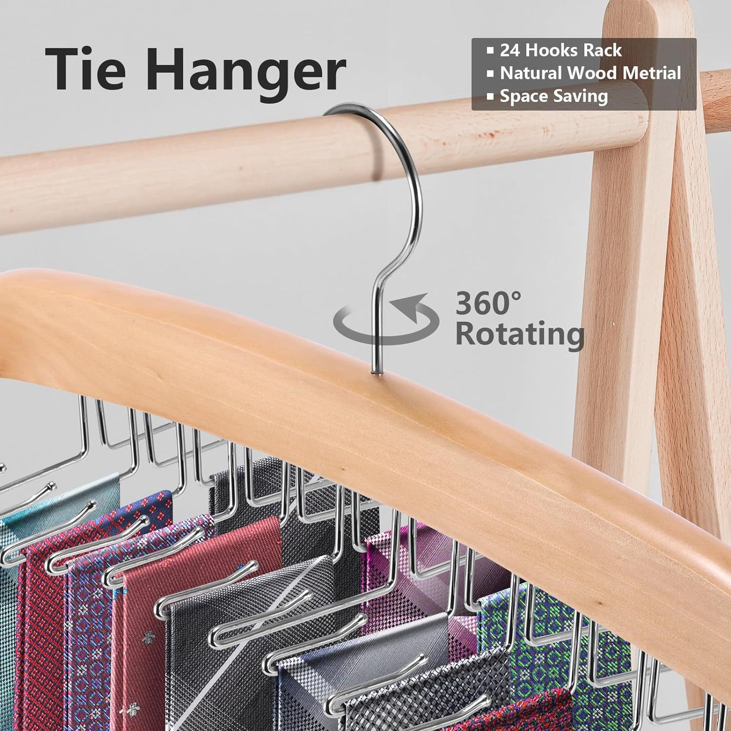 Multifuncional de almacenamiento doméstico Tie Rack cinturón rack de madera sólida bufanda de seda percha bufanda de madera Bolsa Hanger Tie Rack