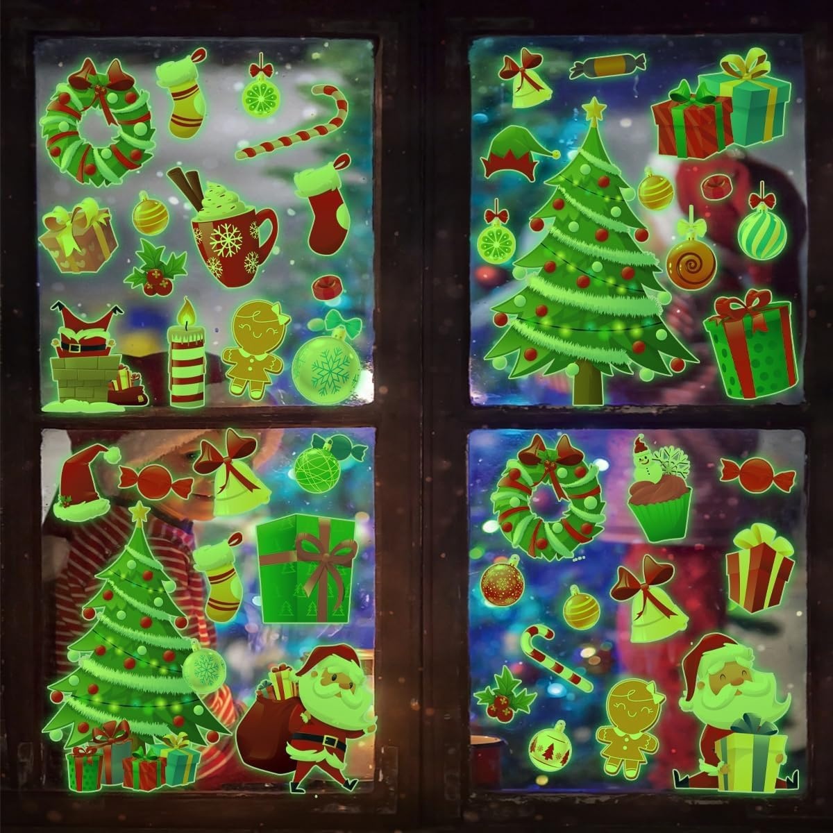 夜光圣诞树贴纸可移除防水墙面装饰节日派对用品家庭节日氛围