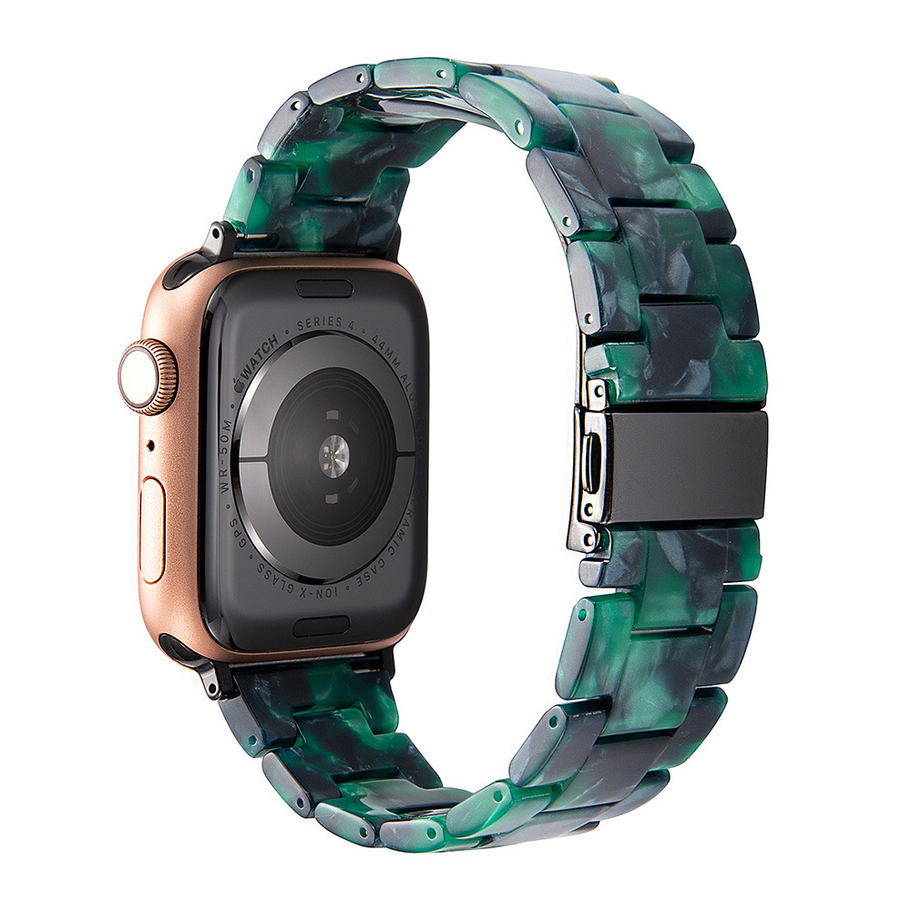 Adecuado para Apple S8 correa de reloj Applewatch7-1 generación hebilla de acero inoxidable tres cuentas resina iwatch se correa de reloj