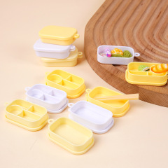 ミニチュア食事遊びランチボックスシミュレーションパーテーション弁当箱diy四角い弁当箱キッチンdollhouseドールハウスおもちゃ