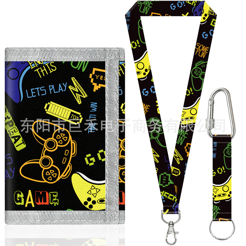 Canvas Cartoon Game Console Wallet 70% off Short Wallet Multifunctional Boy Student Cartoon Neck-Hanging Set Card Holder