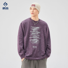 枫舍男装 /2025新款小众创意圆领百搭印花休闲宽松套头长袖T恤