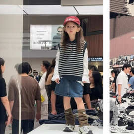 韩国童装女童蕾丝长袖打底衫2025秋季新款儿童洋气条纹POLO马甲潮