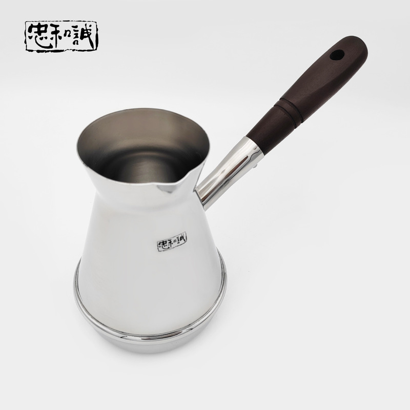 Long Handle Stainless Steel Thickened Coffee Pot Milk Cup Turkey Coffee Pot Pull Flower Coffee Tool