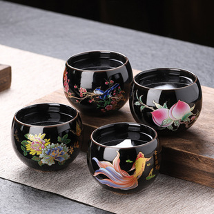 Ceramic Color-changing Master Cup Tea Cup Personal Dragon Egg Cup Rohan Cup Tea Set Accessories Black Pottery Tea Cup