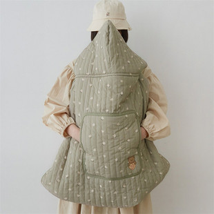 Ins South Korea Autumn and Winter Baby Strap Waist Stool Windproof Cloak Baby Warm fleece-lined Thickened Cover Windshield Push Car Blanket