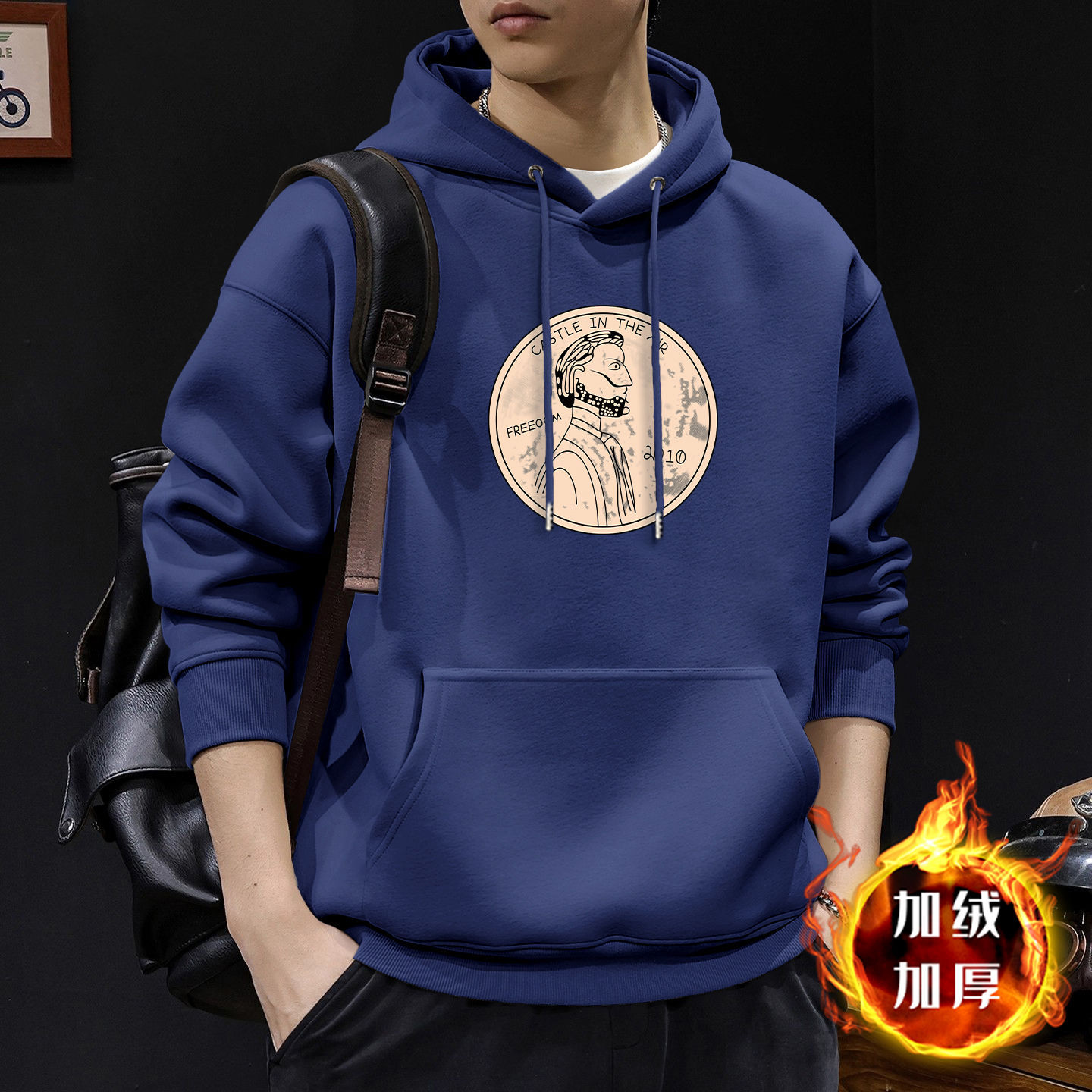 Chaqueta con capuz de moda masculina primavera y otoño nuevo tipo suelto simple pareja con chaqueta de lana de hombre