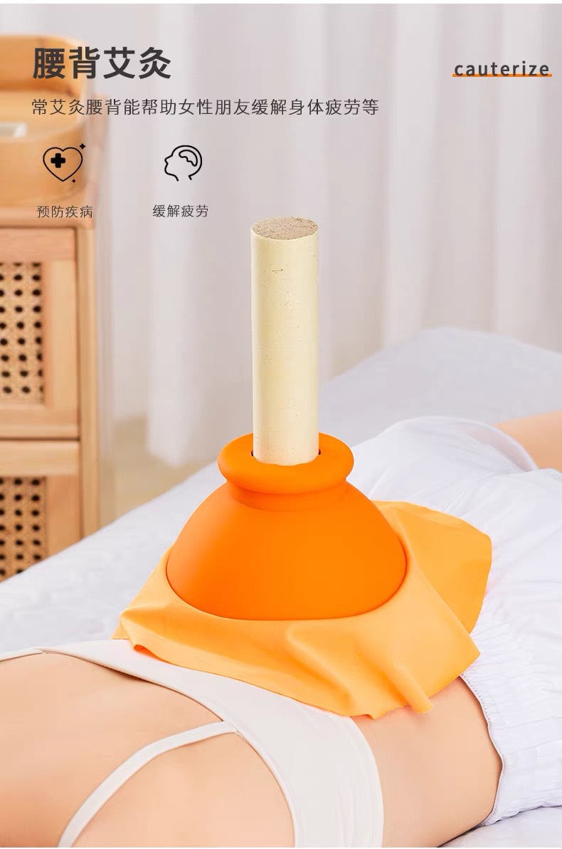 Moxa Box Moxibustion Kit Ai Jiu 艾灸 with 5 Moxa Sticks and 2 Moxa Rolls for Abdomen Waist Chest Home and Spa Use in use