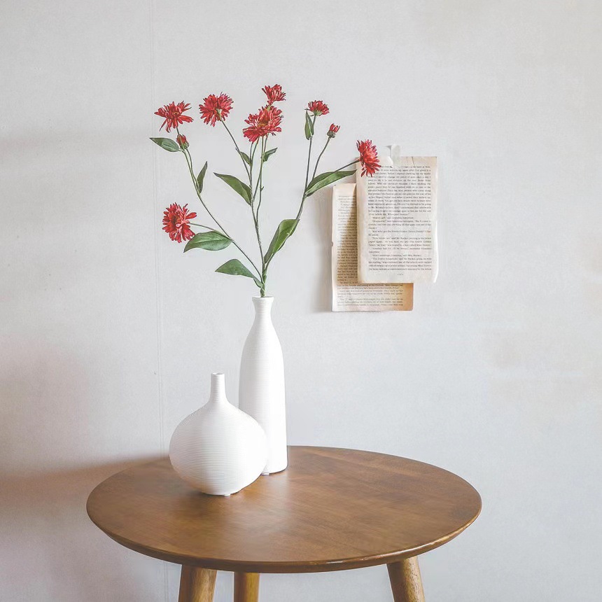 Creativo llano quema florero de cerámica decoración salón escritorio suave decoración nórdica mesa comedor blanco flor seca florero