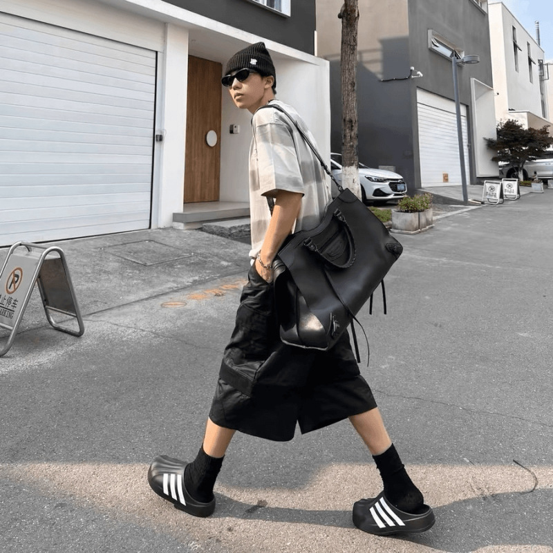 经典三杠洞洞鞋夏季贝壳头拖鞋外穿男女款厚底鞋增高一脚蹬凉鞋|undefined