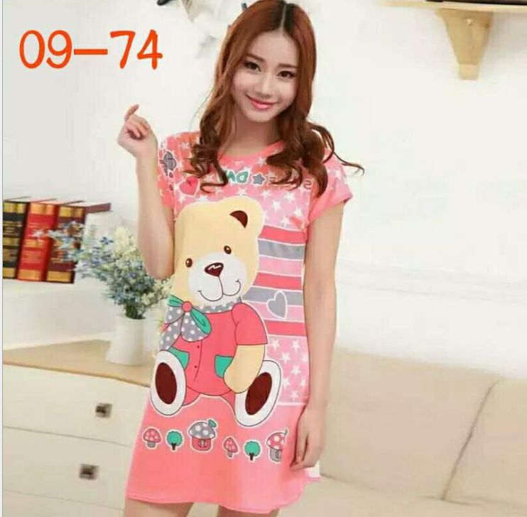 Comercio exterior transfronterizo camisón de verano de las mujeres de dibujos animados de una sola cara de manga corta delgada camisón lindo desgaste del hogar sudeste de asia al por mayor