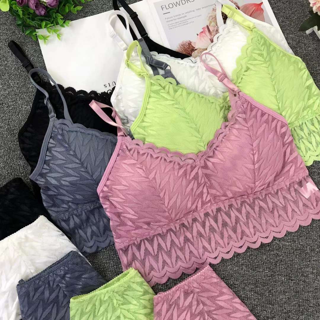 Stock de productos de cola de alta calidad encaje sujetador traje de las mujeres pequeño pecho push up sexy belleza espalda ropa interior traje lote