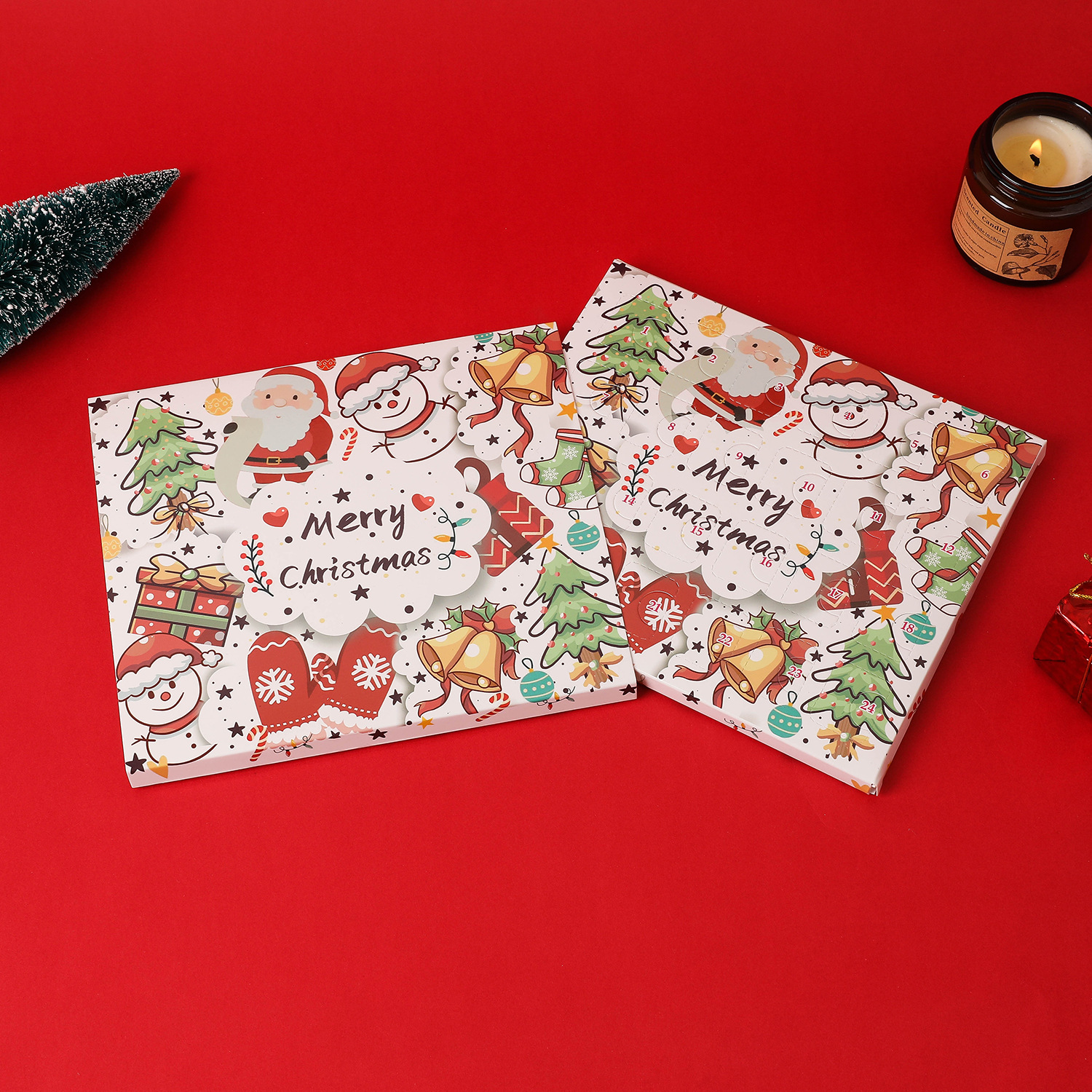 Gold Christmas Countdown Calendar Gift Box Set DIY Beaded Jewelry Advent Christmas Tree Bracelet Gift_voghion.com