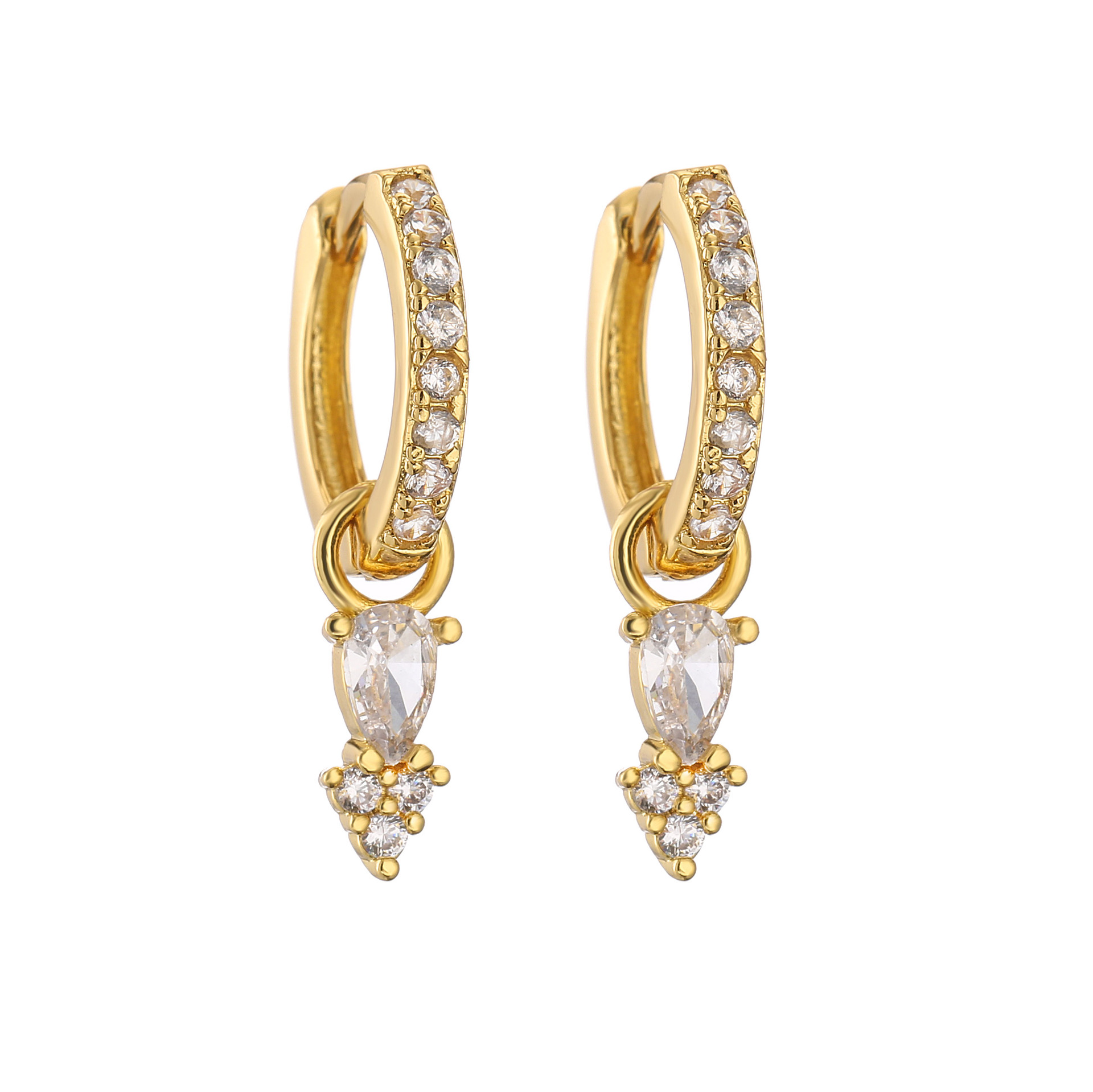 1 Pair Fashion Water Droplets Flower Copper Inlay Zircon Drop Earrings display picture 4