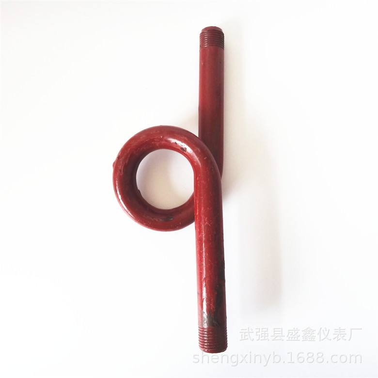 无缝双外丝 红色压力表缓冲弯管 标准压力表弯管