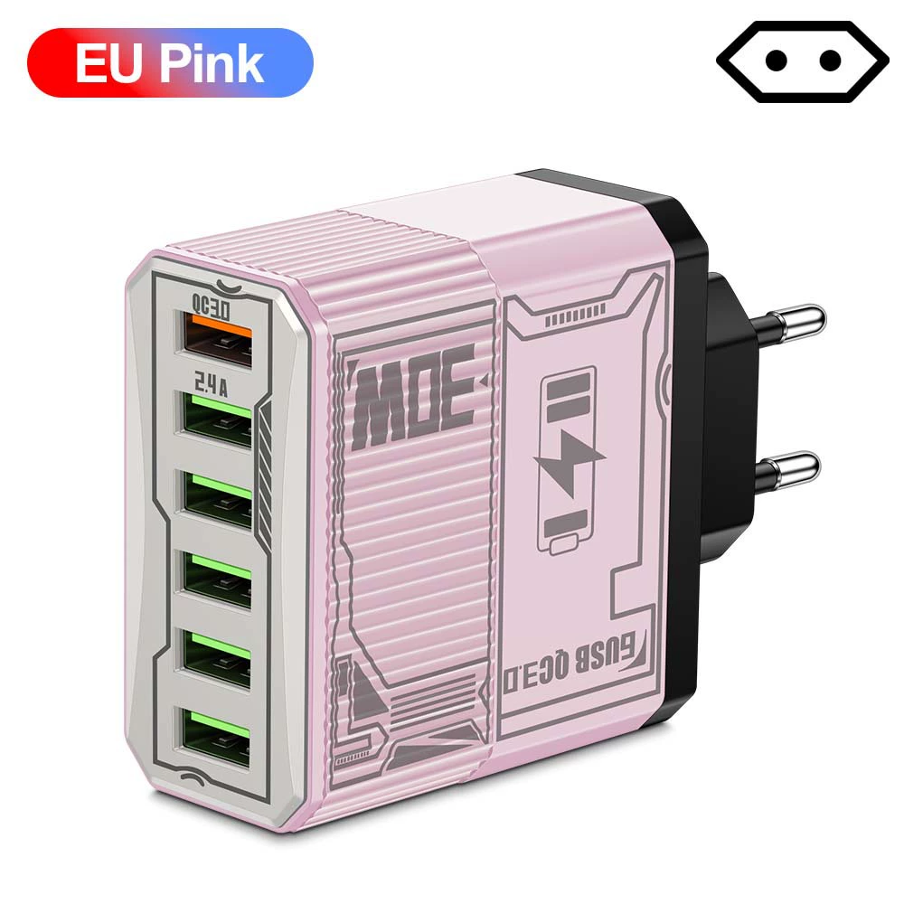 6-в-1 зарядное устройство Mecha BK304, QC3.0 многопортовое USB с PD25W, варианты вилок EU/US/UK