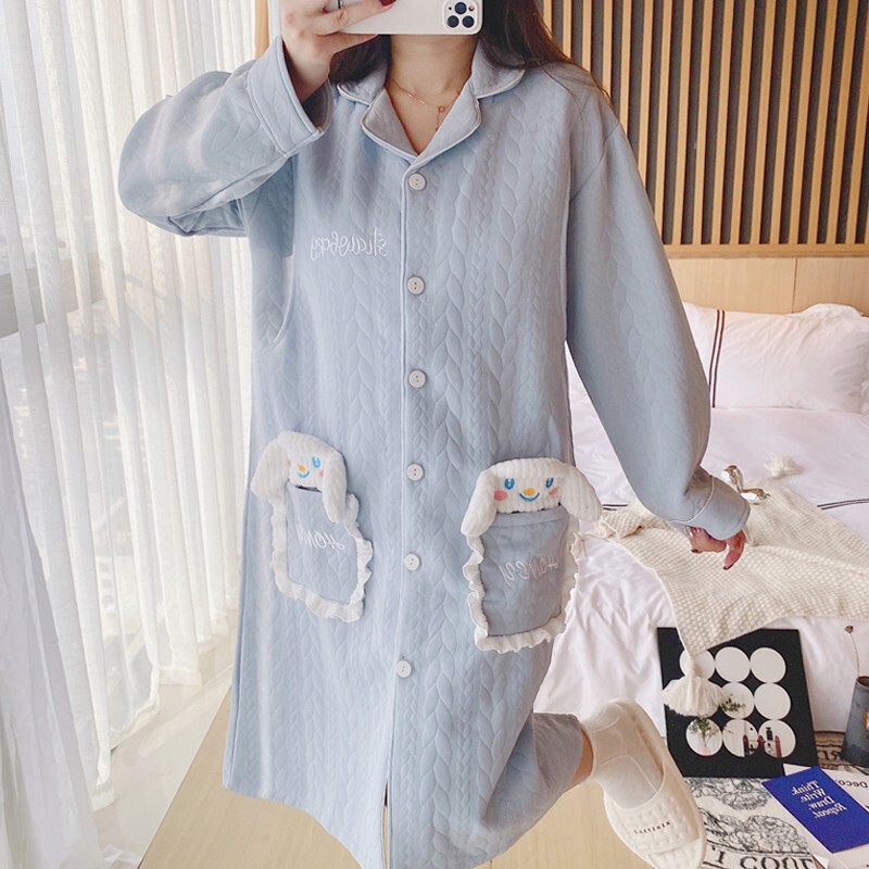 Nursing nightdress autumn and winter air cotton with chest pad pregnant women dress maternity confinement clothes long sleeve maternity nursing dress