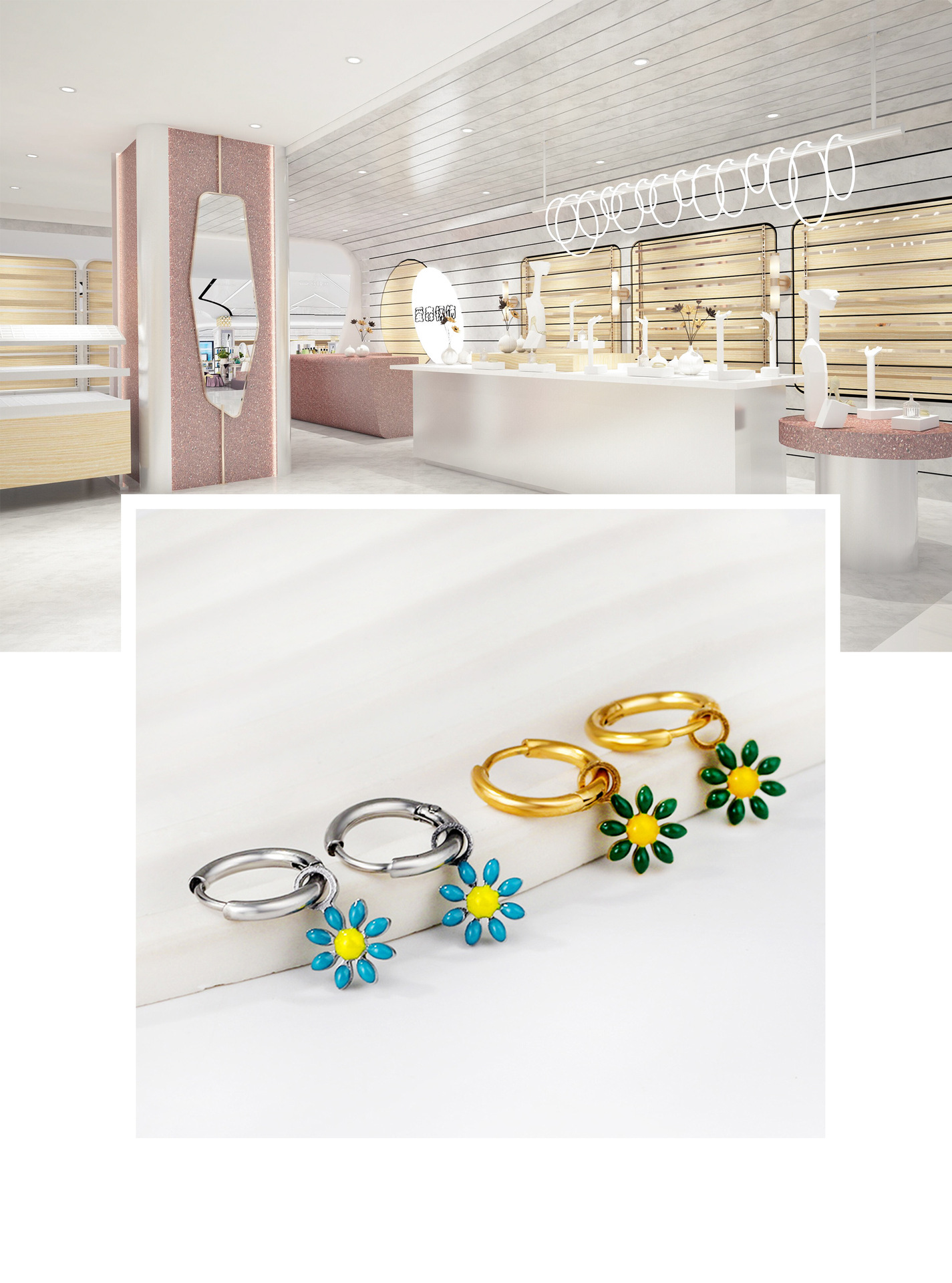 4g Weight 1 Pair Simple Style Classic Style Daisy Plating 304 Stainless Steel Drop Earrings