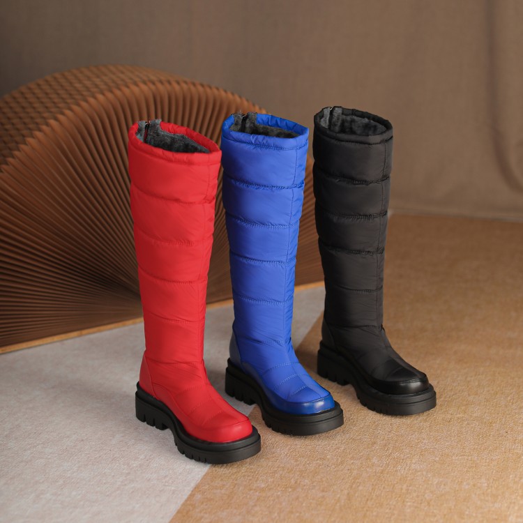 2023冬季羽绒靴大码40-43女靴子厚底高筒靴防水羽绒布不过膝长靴