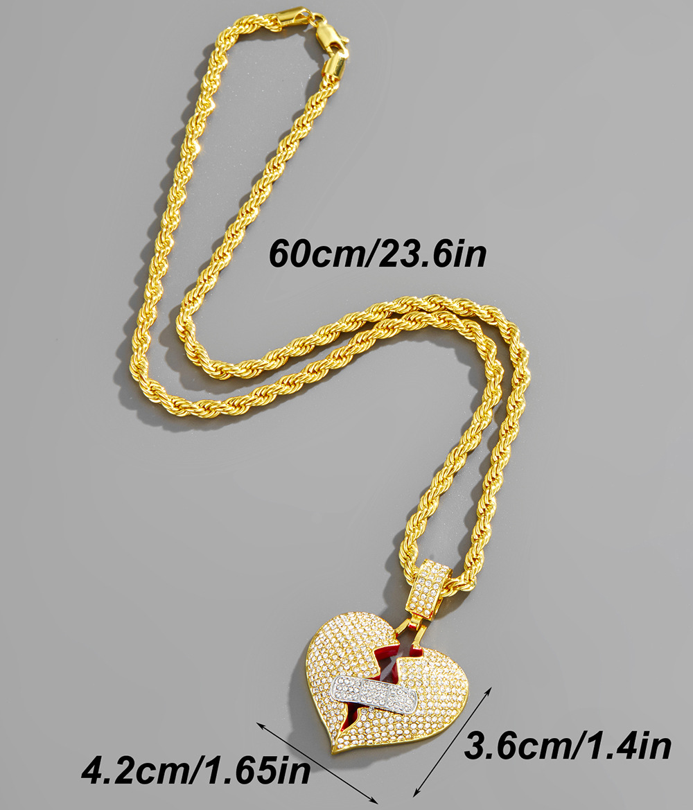 Broken Heart Pendant Necklace With Diamond Accents For Women_voghion.com