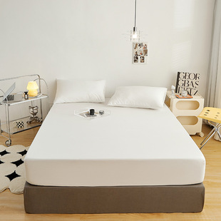 Washed Cotton Bed Cover Solid Color Skin-Friendly Cotton Bed Cover Non-Slip Full-Cover Mattress Simmons Protective Bed Cover Cross-Border