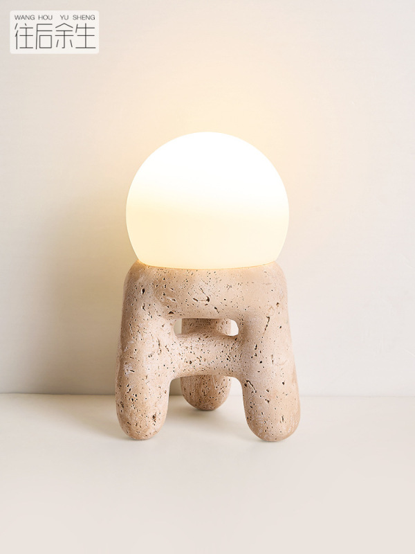 [Small round stool] wiring-free charging desk lamp wireless remote control bedside retro bedroom decoration sleep night light