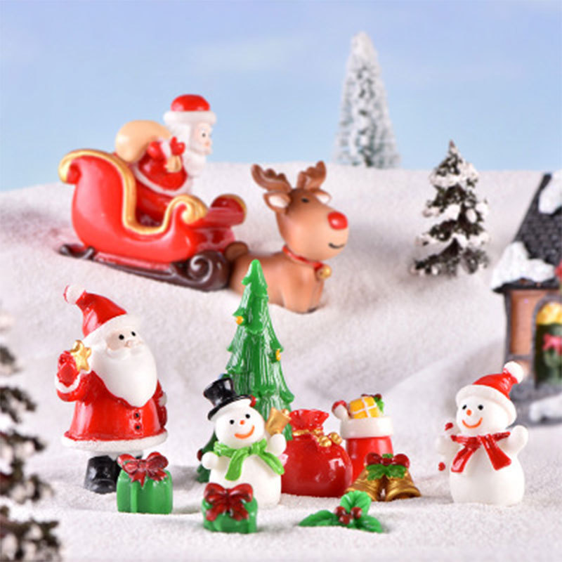 Micro Landscape Miniature Christmas DIY Accessories Santa Claus Snowman Elk Gift Sleigh Socks Mini Ornaments