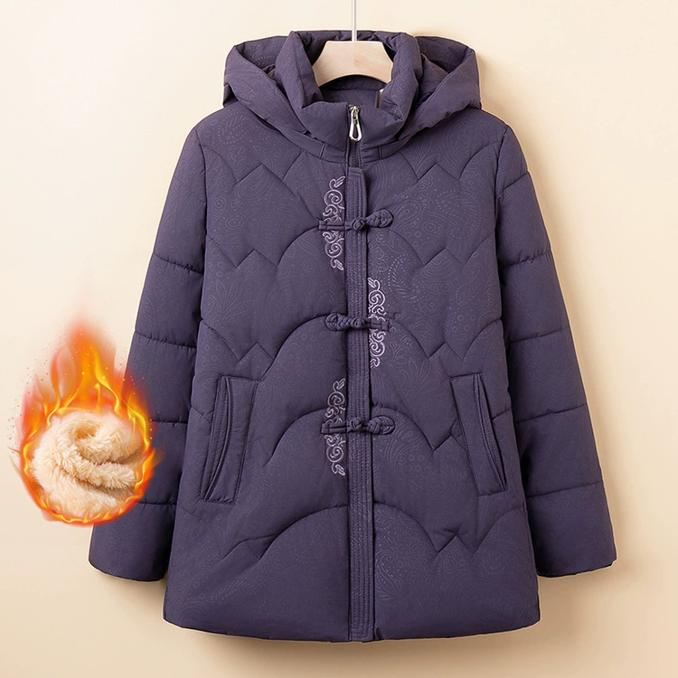 Бабушка зимняя пуховая хлопчатобумажная одежда для пожилых людей с капюшоном толстая хлопчатобумажная куртка мама мода теплая хлопчатобумажная одежда новый